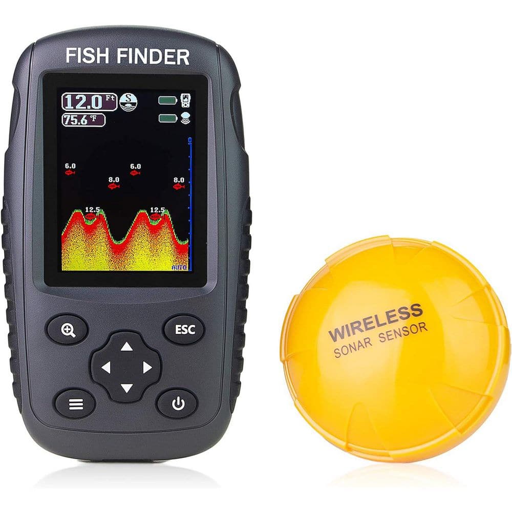 Portable Rechargeable Fish Finder Wireless Sonar Sensor Depth Locator with 