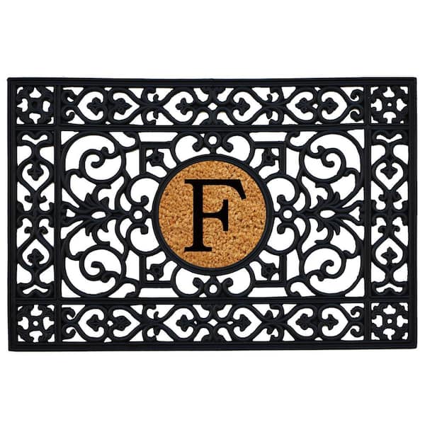 24 in. x 36 in. Rubber Monogrammed F Door Mat