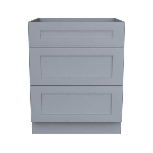 36 in. W x 24 in. D x 34.5 in. H Ready to Assemble Plywood Shaker Drawer Base Kitchen Cabinet in Gray