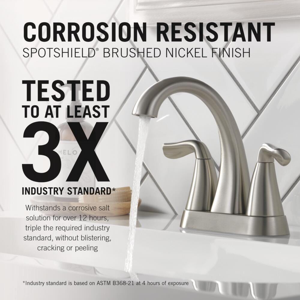 Arvo Brushed Nickel Centerset Bathroom Faucet with Drain Assembly