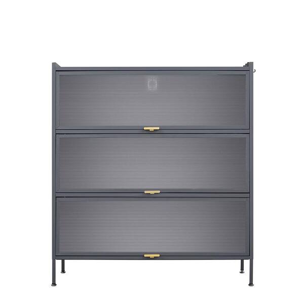 Aoibox 39-in W x 13-in D x 43-in H Ready to Assemble 3-Tier Metal Floor Pantry and Kitchenware Cabinet in Gray