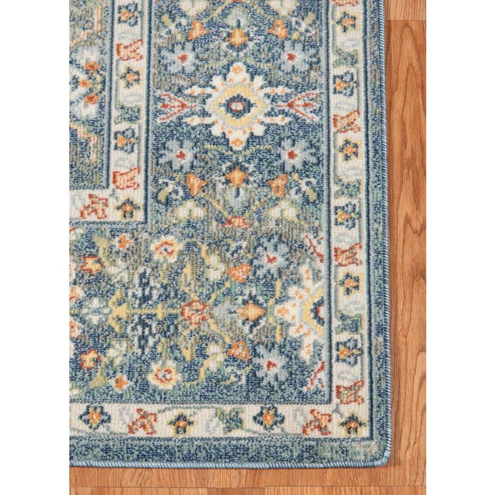 Blue Bohemian Synthetic Reversible 2x3 Area Rug