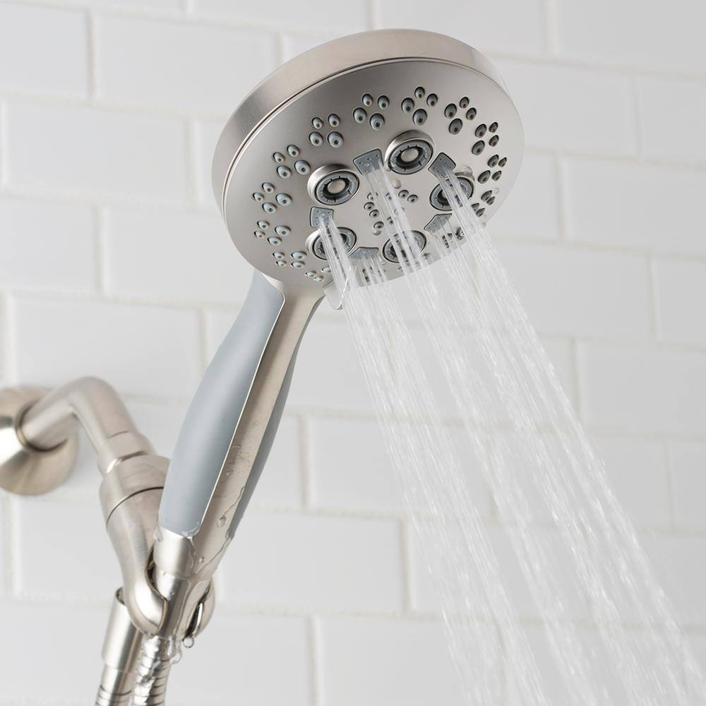 Brushed Nickel 5-Spray Handheld Shower Head with 5-Foot Hose