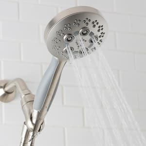 5-Spray 4.5 in. Single Wall Mount Low Flow Handheld Adjustable Shower Head in Brushed Nickel