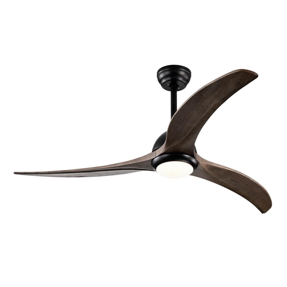 52 in. Indoor Matte Black Ceiling Fan with Integrated LED (Bulb Included) w