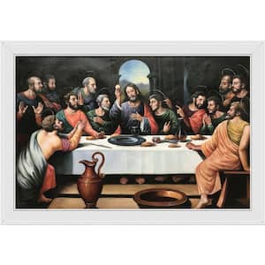 The Last Supper by Juan De Juanes Gallery White Framed Religious Oil Painting Art Print 28 in. x 40 in.