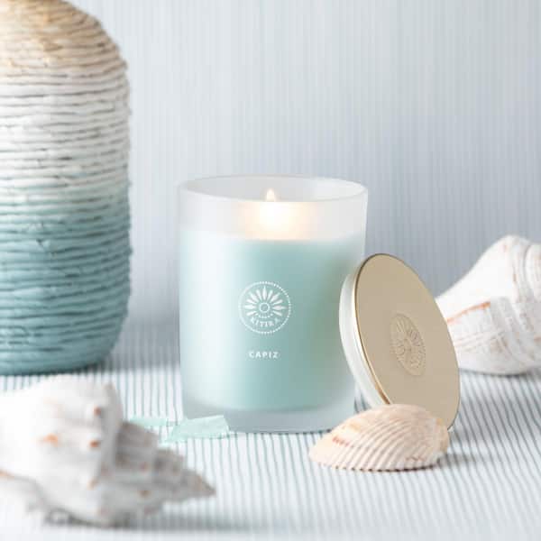 Vance Kitira Capiz Cactus and Lemon Scented Single Wick Blue Jar Candle, 80-Hour Burn Time