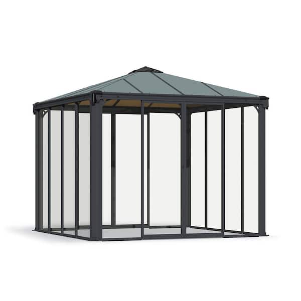 Ledro 10 ft. x 10 ft. Gray/Bronze Closed Gazebo / Hot Tub Enclosure and Solarium