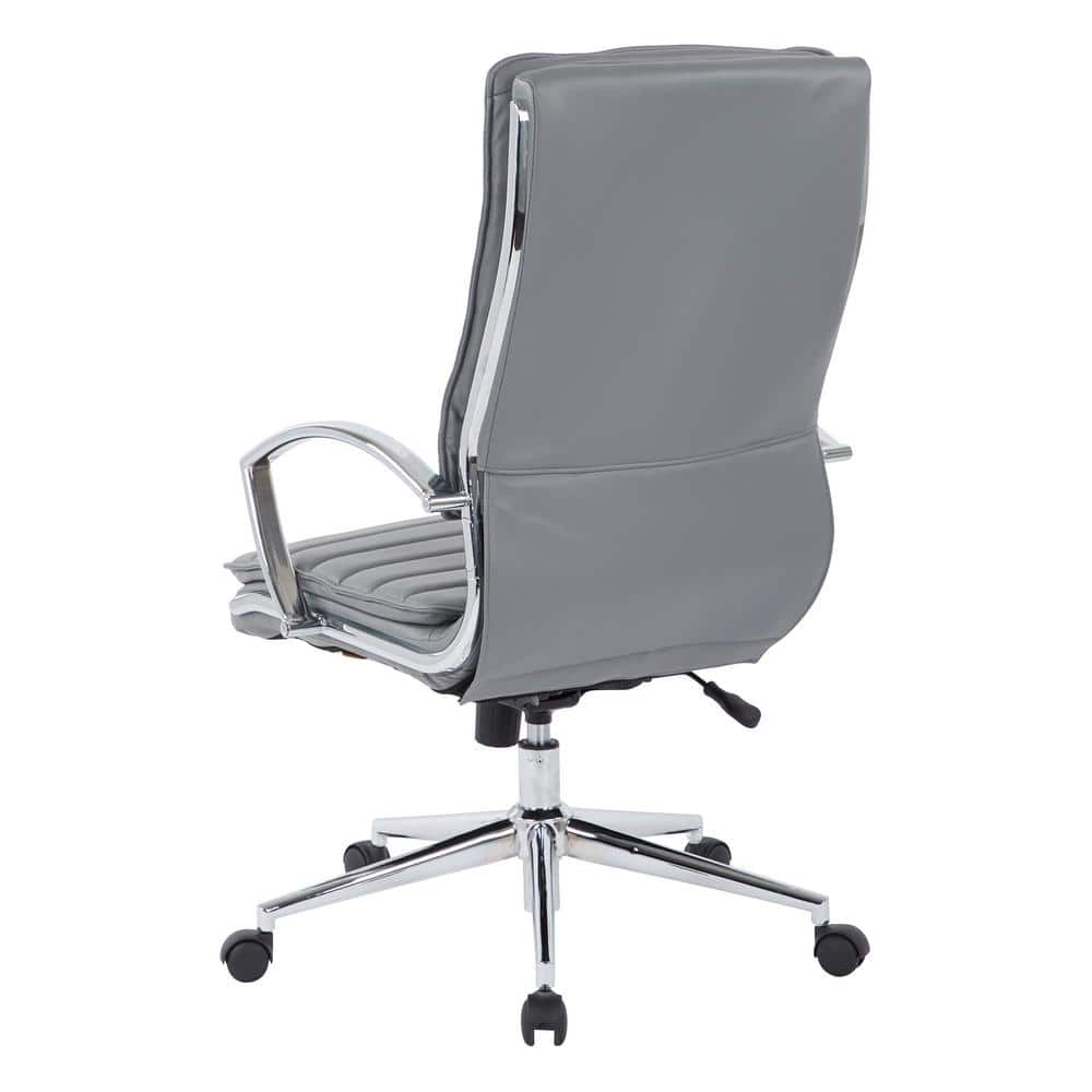 Charcoal High Back Executive Leather Swivel Chair with Metal Accents