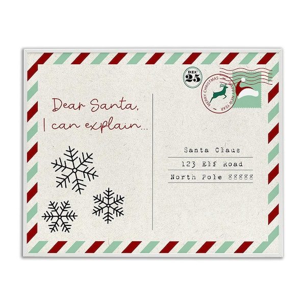 Stupell Industries Dear Santa Postcard by Lil' Rue 1-Piece Framed Graphic Print Typography Poster Art Print 14 in. x 11 in.