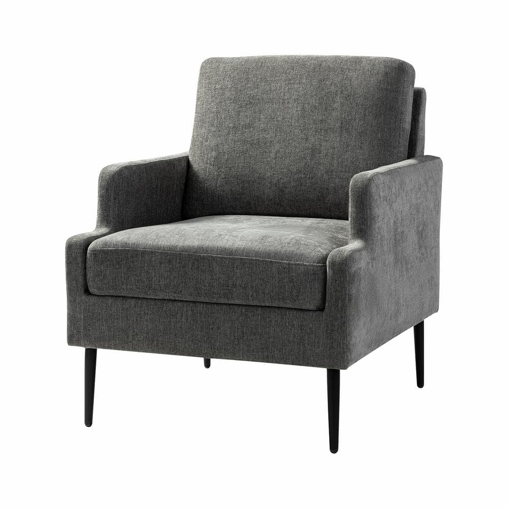 JAYDEN CREATION Daniel Grey Polyester Arm Chair with Chenille Thin-Notched  Armrest and Tapered Metal Legs CHWH0828-GRY - The Home Depot