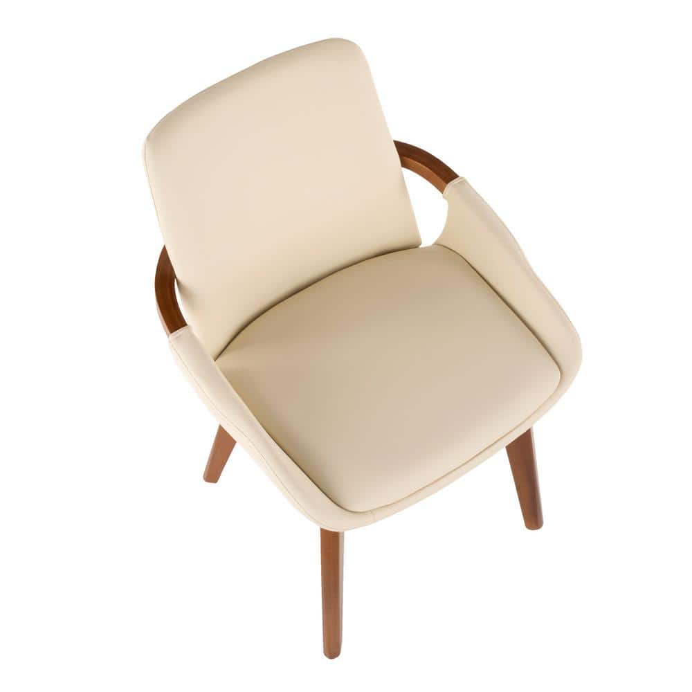 Walnut and Cream Faux Leather High Back Side Chair