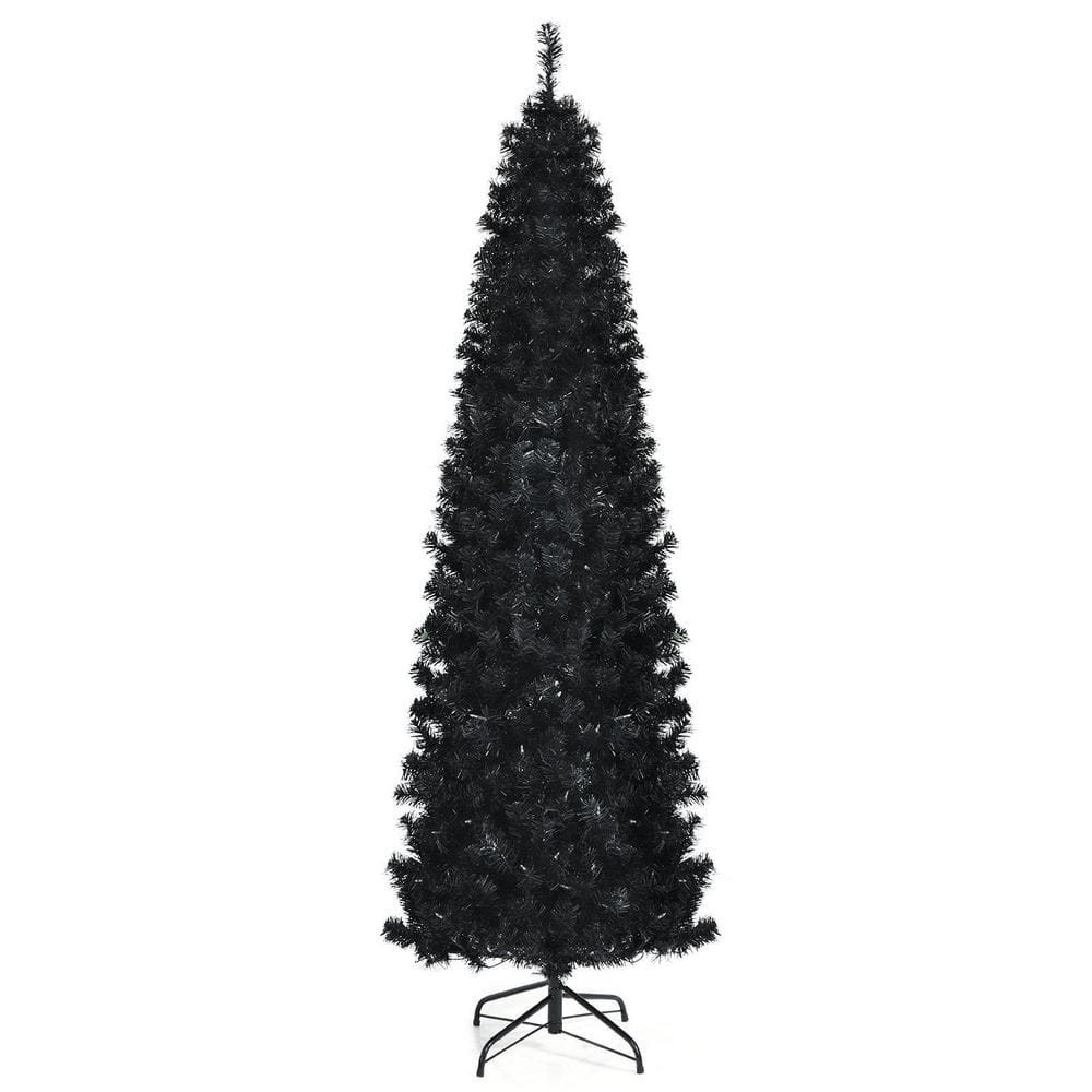 HONEY JOY 7 ft. Prelit Tree Pencil Hinged Artificial Christmas Tree