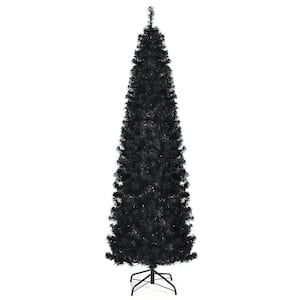 7 ft. Pre-lit Tree Pencil Hinged Artificial Christmas Tree with 818 PVC Branch Tips and 350 Warm White Lights
