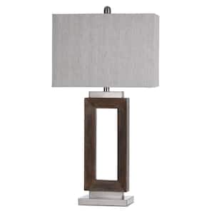 Eamon 32 in. Light Blue Table Lamp with Brushed Steel Accents