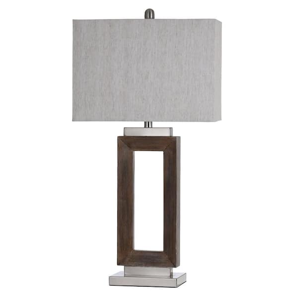 StyleCraft Eamon 32 in. Light Blue Table Lamp with Brushed Steel Accents