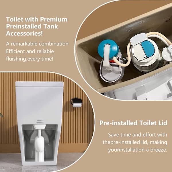 Zeafive Top 1-Piece Toilet 1.1/1.6 GPF Dual Flush Compact