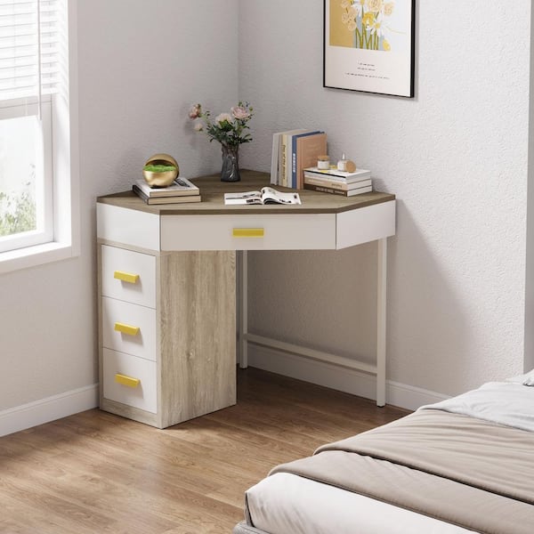 BYBLIGHT Moroni 27.26 in. Oak and White Wood Triangle
