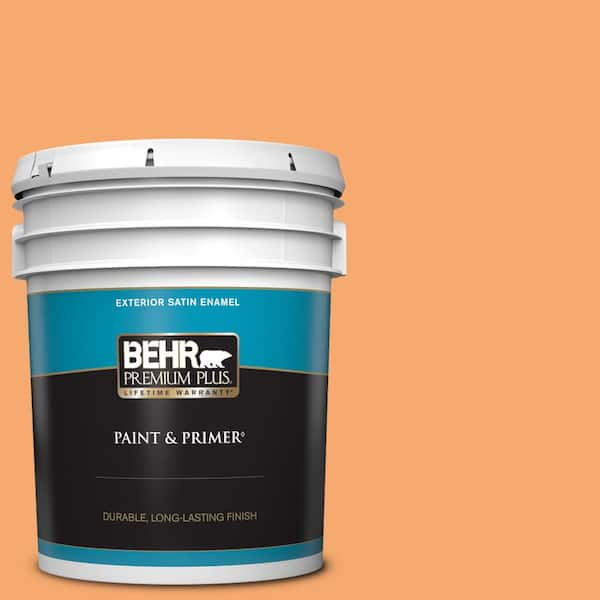 BEHR PREMIUM PLUS 5 gal. #P230-5 Florida Sunrise Satin Enamel Exterior Paint & Primer