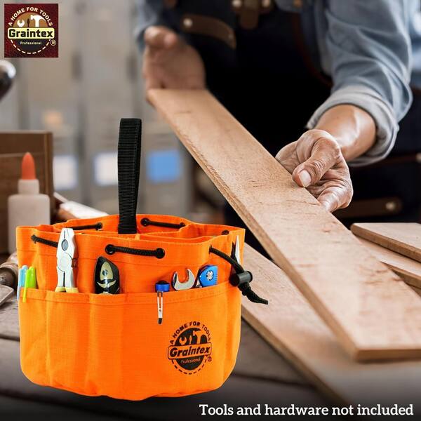 Graintex 10 in. 6-Pocket Grab Tool Bag with Drawstring Closure in