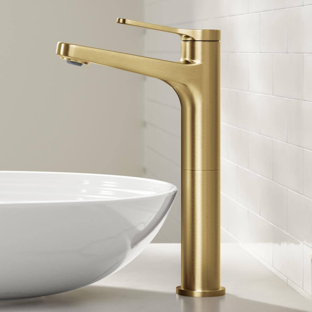 Indy Spot-Free Brushed Brass Single Handle Vessel Sink Faucet