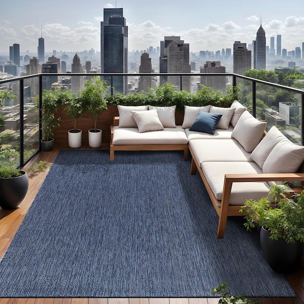 Beverly Rug 6 X 9 Azure Aloha Washable Solid Indoor Outdoor Area