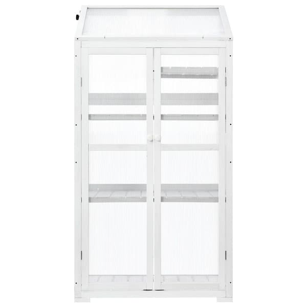 Unbranded 31.5 in. W x 22.4 in. D x 62 in. H White Wooden Large Portable Greenhouse, Cold Frame with Wheels and Adjustable Shelves