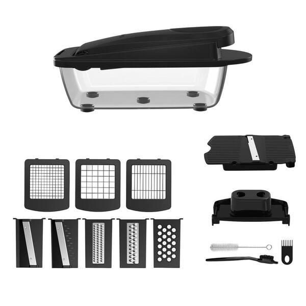 Pro Cutter Kitchen Wudkey 8 Blade Vegetable Chopper and Mandoline Slicer, Black Multi ...