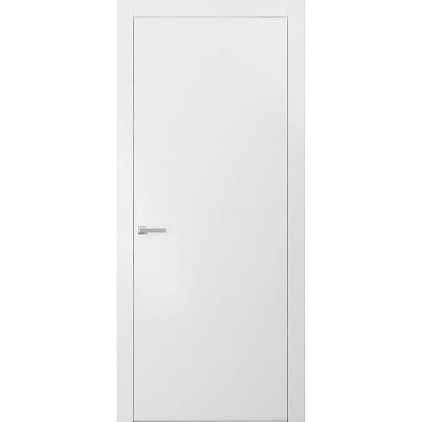0010 36 in. x 80 in. Flush No Bore White Finished Pine Wood Interior Door Slab with Hardware