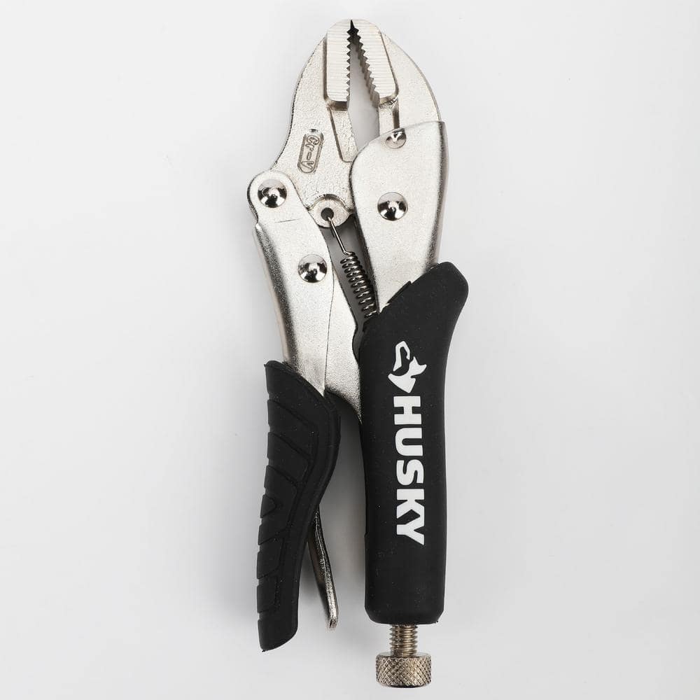 Husky 7 in. Straight Jaw Locking Pliers with Rubber Grip 90428 The