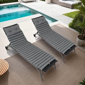 2-Piece Set Outdoor Lounge Chair Cushion Replacement Patio Furniture Seat Cushion Chaise Lounge Cushion-Gray