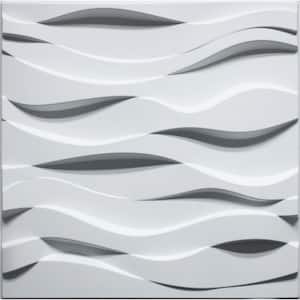 Falkirk Ross 2/25 in. x 19.7 in. x 19.7 in. White PVC Wavey 3D Decorative Wall Panel