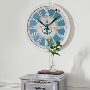 24 in. x 2 in. White Metal Anchor Wall Clock