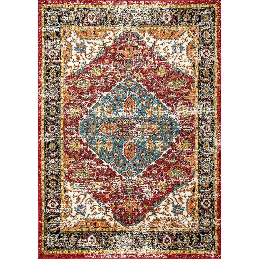 Reversible Multicolor Medallion 4' x 6' Synthetic Area Rug