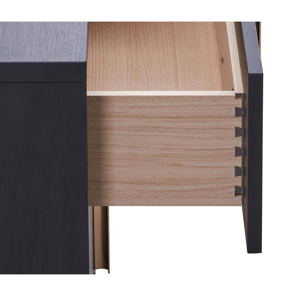 Black and Gold 2-Drawer Modern Nightstand