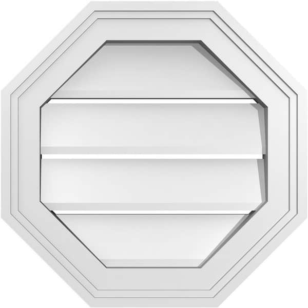 Ekena Millwork 16" x 16" Octagonal Surface Mount PVC Gable Vent: Functional with Brickmould Frame