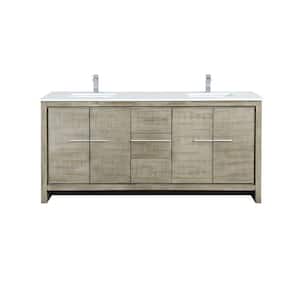 Lafarre 72 in W x 20 in D Rustic Acacia Double Bath Vanity, White Quartz Top and Chrome Faucet Set