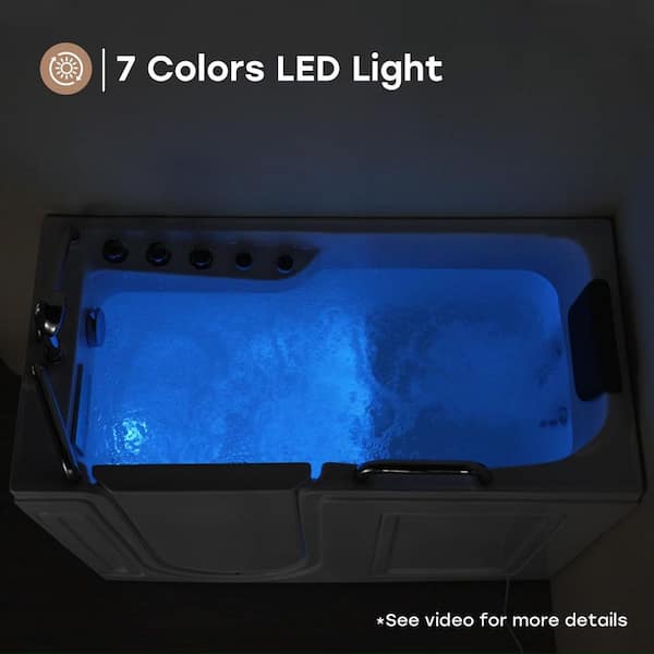 52.5 in. x 26.5 in. Left Drain Quick Fill Walk-In Whirlpool Jetted Bathtub in White/Chrome