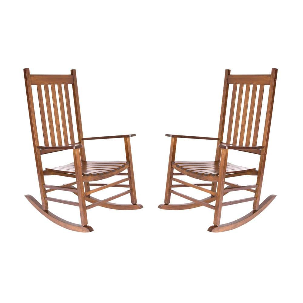 Shine Company 46 in H Oak Wood Vermont Outdoor Rocking Chair (2-Pack ...