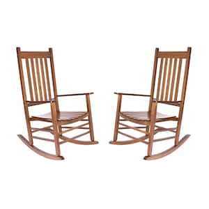 46 in H Oak Wood Vermont Outdoor Rocking Chair (2-Pack), Porch Rocker, Patio Rocking Chair, Wooden Rocking Chair