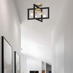 Xander 14.75 in. 4-Light Aged Warm Brass Semi-Flush Mount Ceiling Light