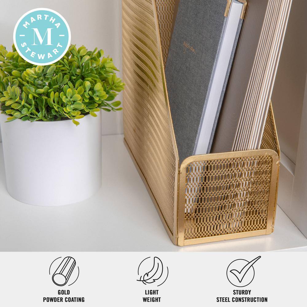 Gold Mesh Metal Single Slot Magazine File Holder