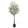 CAPHAUS 5 ft. Green Artificial Olive Tree, Faux Plant in Pot, Faux ...