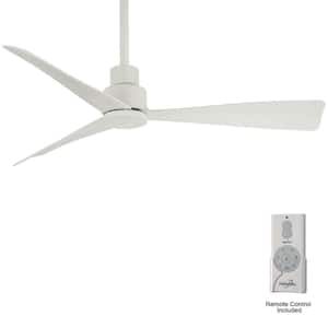 Simple 44 in. Indoor/Outdoor Flat White Ceiling Fan with Remote Control