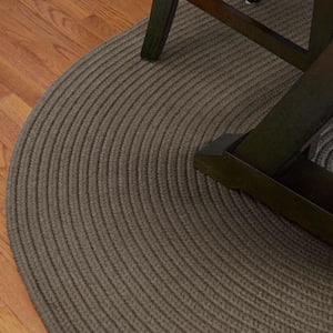 Texturized Solid Dark Taupe Poly 2 ft. x 4 ft. Oval Braided Area Rug