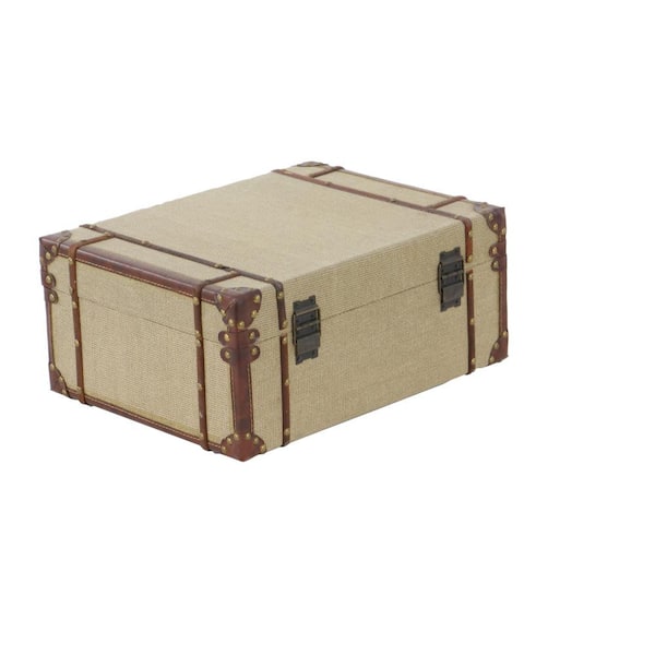 Litton Lane Beige Wood Vintage Trunk (Set of 2) 62258 - The