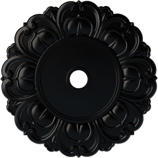 Ekena Millwork 1-1/8" x 32-1/4" x 32-1/4" Polyurethane Angel Ceiling , Hand-Painted Jet Black