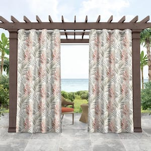 Palm Breeze Twill Palm Leaf Light Filtering Grommet Top Indoor/Outdoor Curtain, 54 in. W x 108 in. L (Set of 2)