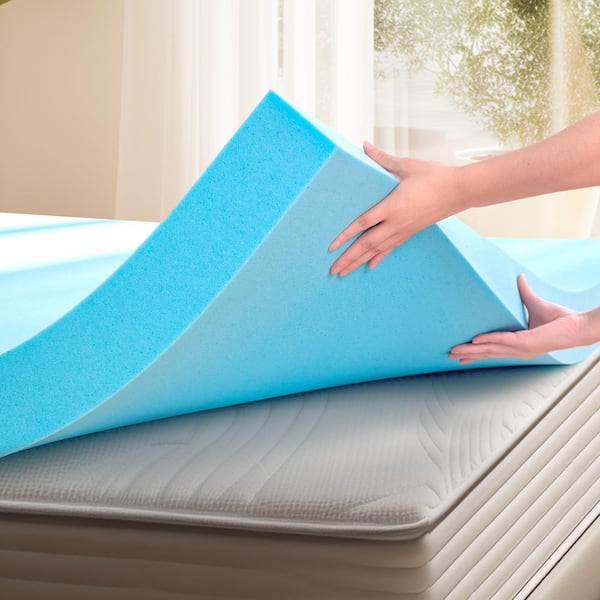 Subrtex 4 Inch King Memory Foam Mattress Topper - Cooling Gel Infused, Removable Washable Cover