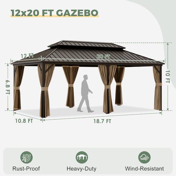 Shade Graphix 20 ft. x 12 ft. Metal Double-Roof Hardtop Gazebo